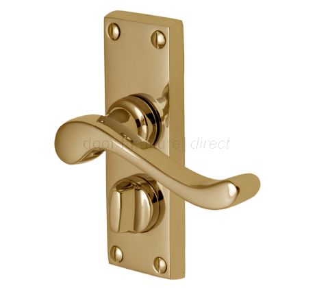 Bedford Scroll Lever Polished Brass Privacy Lock Door Handles