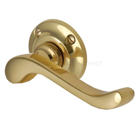 Bedford Polished Brass Scroll Lever on Round Rose V820PB