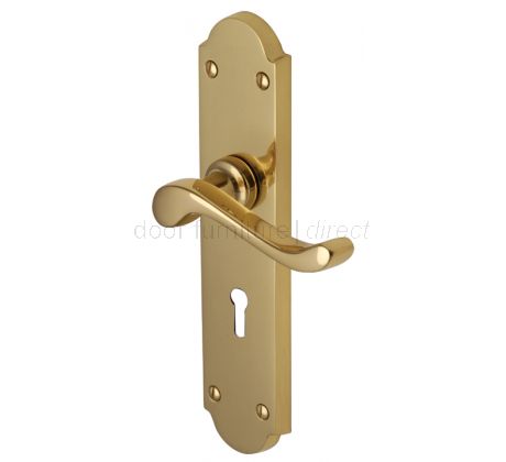 Savoy Long Scroll Lever Polished Brass Keyhole Door Handles