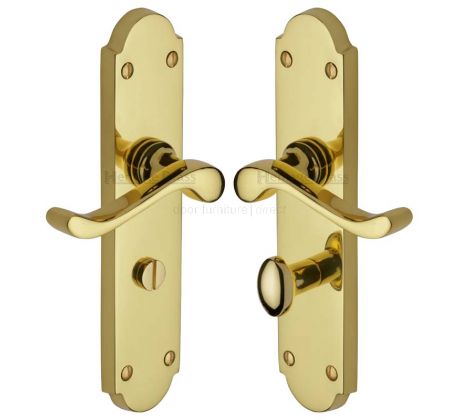 Savoy Long Scroll Lever Polished Brass Bathroom Door Handles