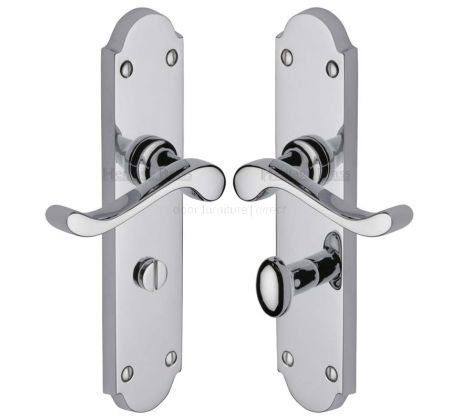 Savoy Long Scroll Lever Polished Chrome Bathroom Lock Door Handles