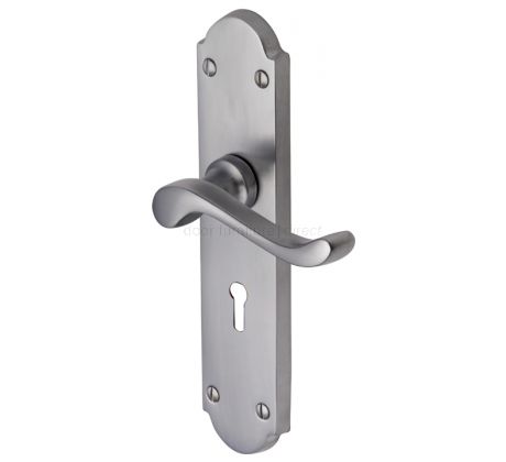 Savoy Long Scroll Lever Satin Chrome Keyhole Door Handles