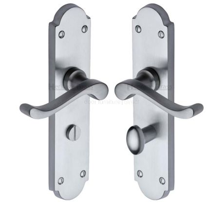 Savoy Long Scroll Lever Satin Chrome Bathroom Door Handles