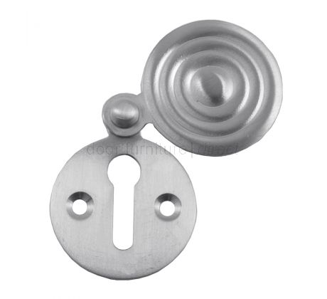 Satin Chrome Reeded Door Key Hole Escutcheon 33mm