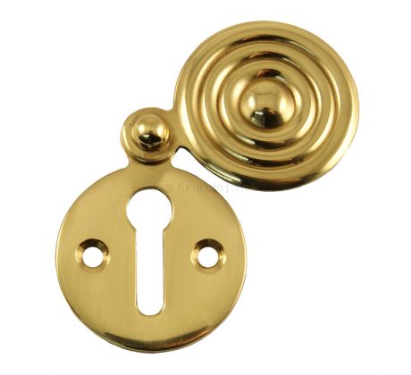 Polished Brass Reeded Door Key Hole Escutcheon 33mm