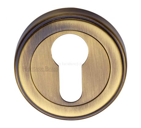 Antique Brass EURO Cylinder Escutcheon 53mm