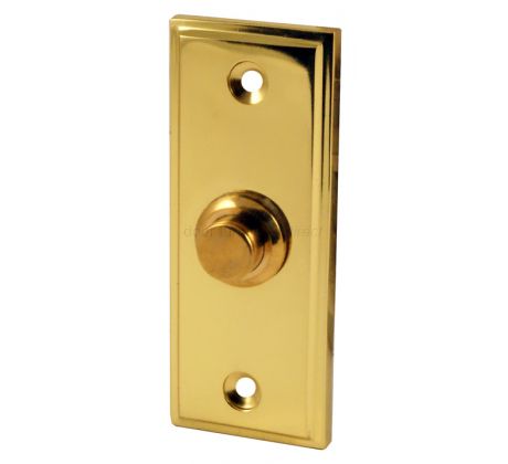 Polished Brass Rectangular Front Door Bell Push 84x33mm