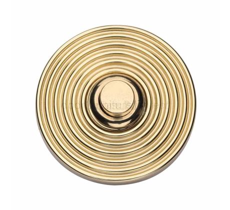 Heritage RR1186 Polished Brass Reeded Bell Push 53mm
