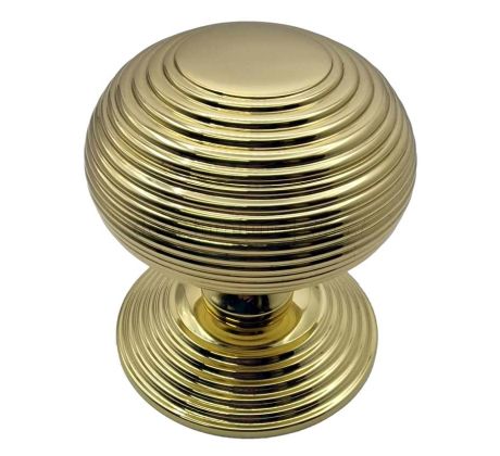 Heritage RR906 Polished Brass 76mm Reeded Centre Door Knob