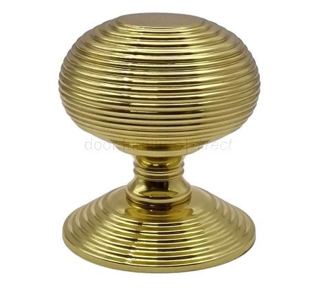 Heritage RR906 Polished Brass 76mm Reeded Centre Door Knob