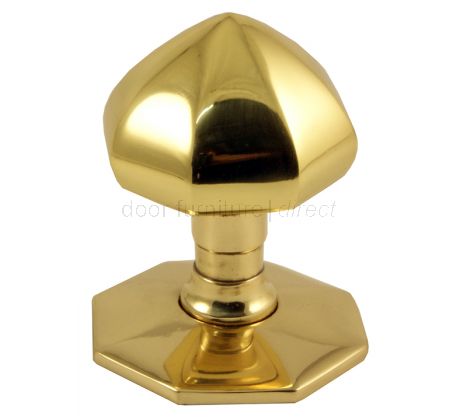Polished Brass Faceted Front Door Knob 2.5in (64mm)