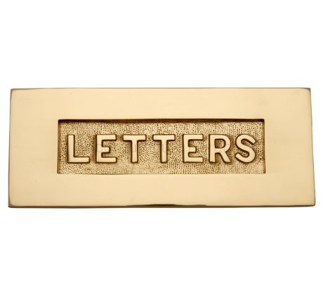 Polished Brass Letter Box 10x4in (254x101mm) with Raised LETTERS