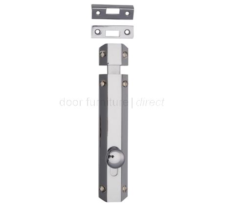 Polished Chrome Decorative Flat Door Bolt 8in (200mm)
