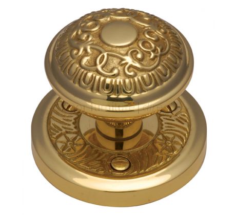Polished Brass Aydon Decorative Mortice Door Knob Set 57mm