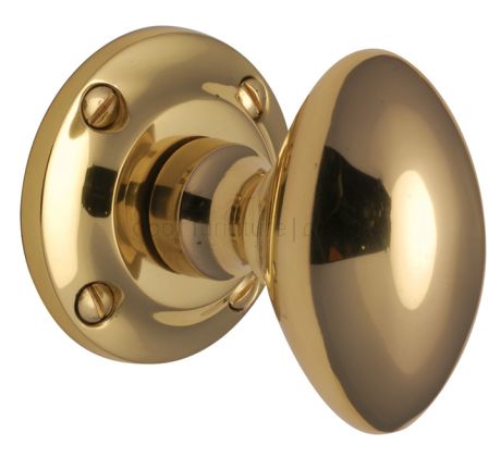 Polished Brass Derby Oval Plain Mortice Door Knob Set 62x35mm