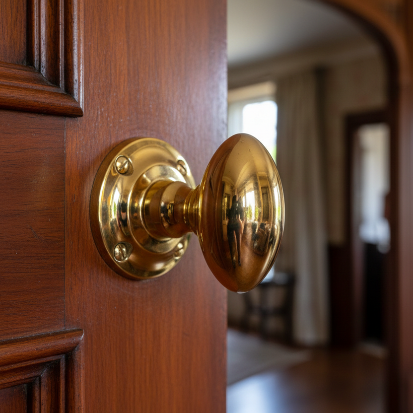 Polished Brass Derby Oval Plain Mortice Door Knob Set 62x35mm