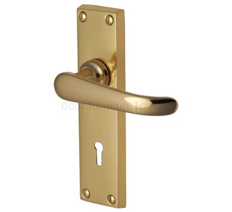 Windsor Polished Brass Straight Lever Keyhole Door Handles