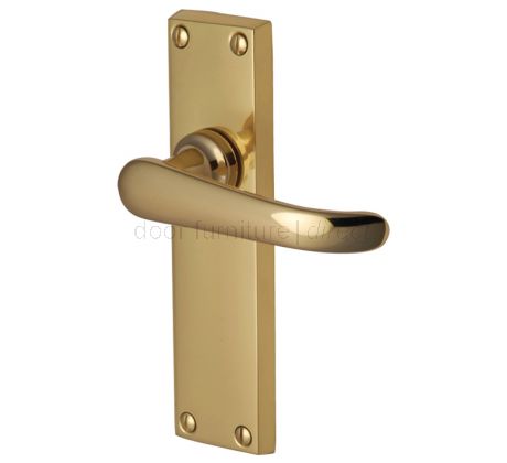Windsor Straight Lever Polished Brass Long Plate Latch Door Handles