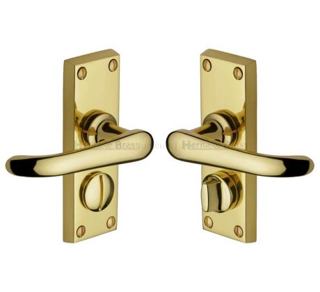 Windsor Straight Lever Polished Brass Privacy Door Handles