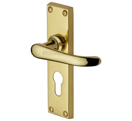 Windsor Straight Lever Polished Brass 48mm Euro Cylinder Door Handles