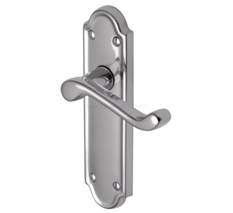 Meridian Scroll Lever Polished Chrome Latch Door Handles
