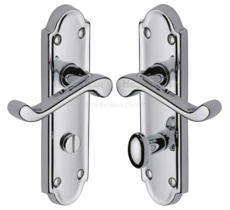 Meridian Scroll Lever Polished Chrome Bathroom Door Handles