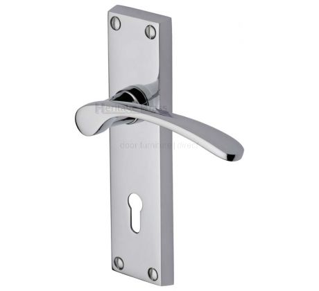 Sophia Curved Lever Polished Chrome Keyhole Door Handles