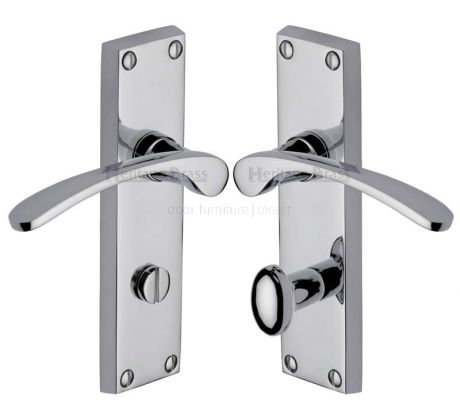 Sophia Curved Lever Polished Chrome Bathroom Lock Door Handles