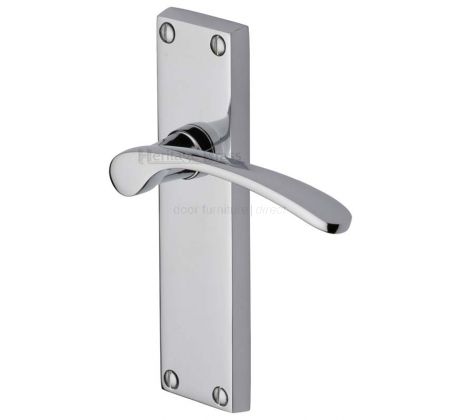 Sophia Curved Lever Polished Chrome Long Plate Latch Door Handles