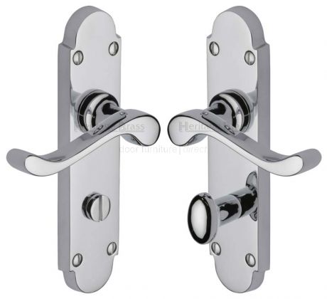 Savoy Scroll Lever Polished Chrome Bathroom Lock Door Handles