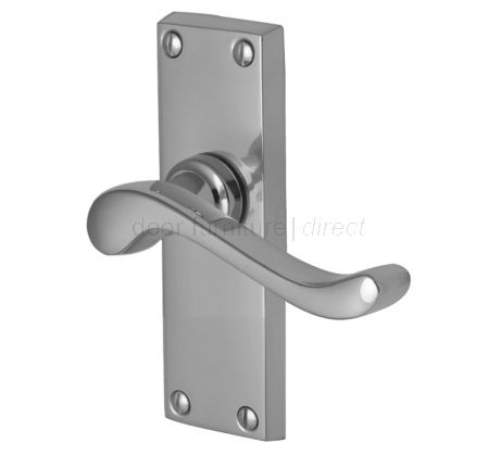 Bedford Scroll Lever Polished Chrome Short Plate Latch Door Handles