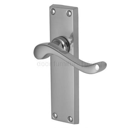Bedford Scroll Lever Polished Chrome Long Plate Latch Door Handles