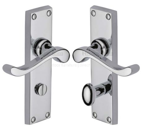 Bedford Scroll Lever Polished Chrome Bathroom Door Handles