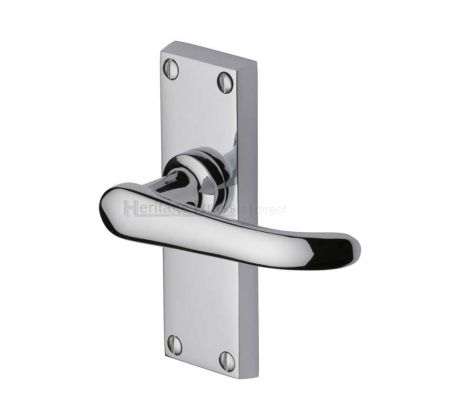 Windsor Straight Lever Polished Chrome Short Plate Latch Door Handles