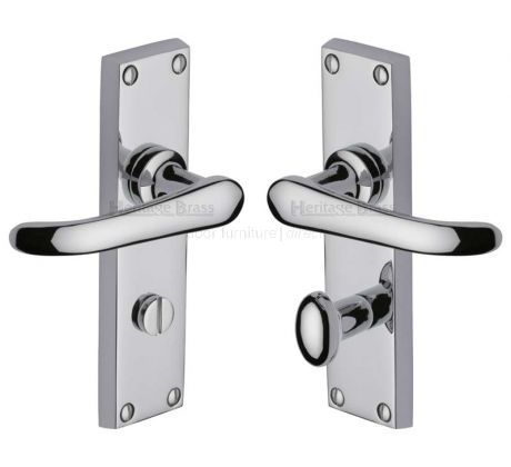 Windsor Straight Lever Polished Chrome Bathroom Door Handles