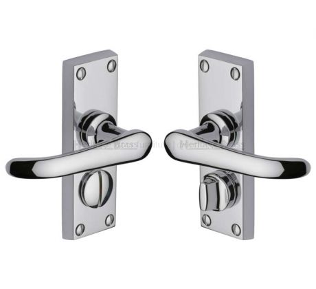 Windsor Straight Lever Polished Chrome Privacy Door Handles