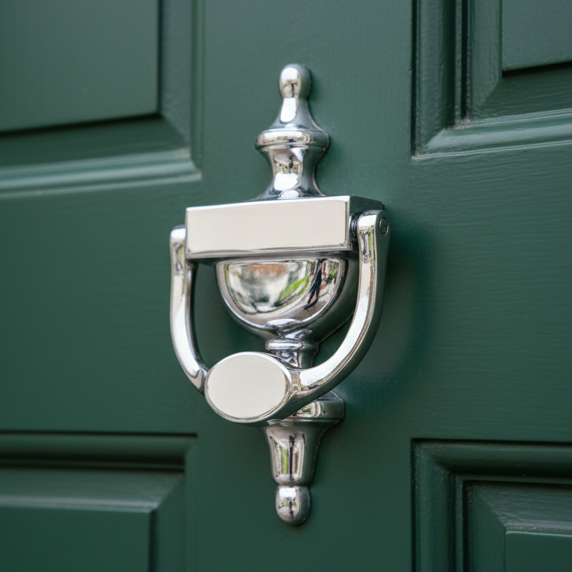 Polished Chrome Urn Front Door Knocker 8in (195mm)