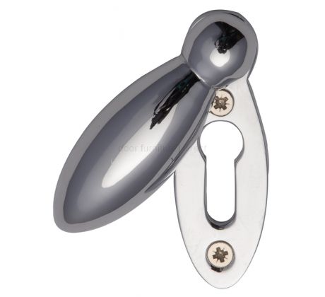 Polished Chrome Plain Door Key Hole Oval Cover Plate 59x20mm
