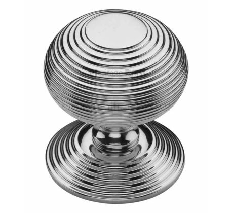 Heritage RR906 Polished Chrome 76mm Reeded Centre Door Knob