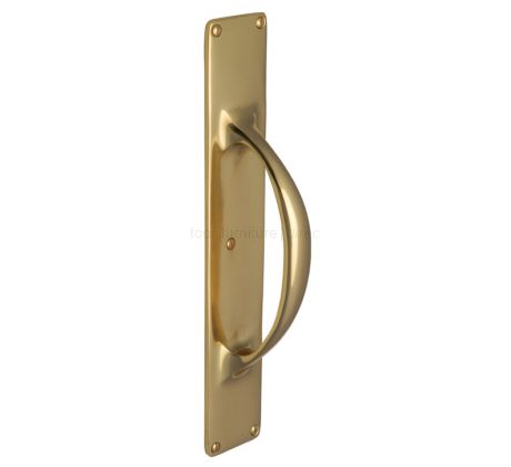 Polished Brass D Style Door Pull Handle on Backplate 303x53mm