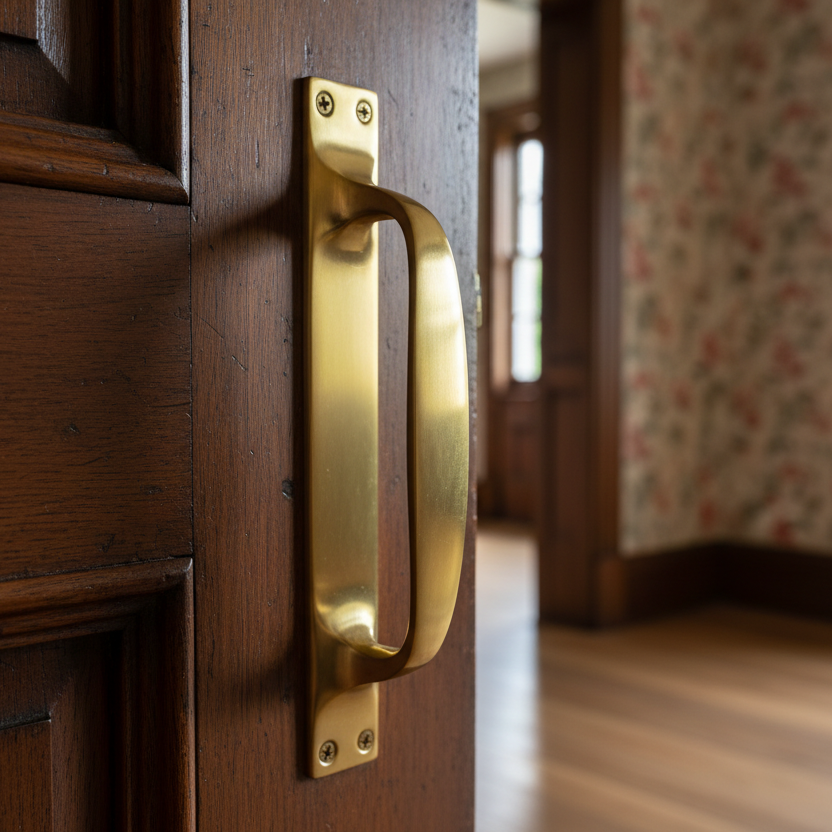 Polished Brass D Style Pull Handle on Backplate 6.3/4in (172mm)