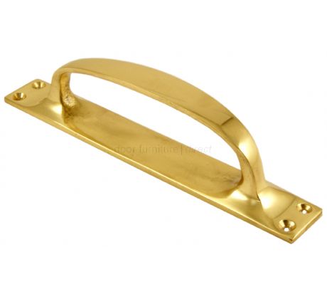 Polished Brass D Style Pull Handle on Backplate 6.3/4in (172mm)