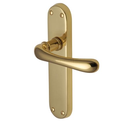 Luna Shaped Lever Polished Brass Latch Door Handles