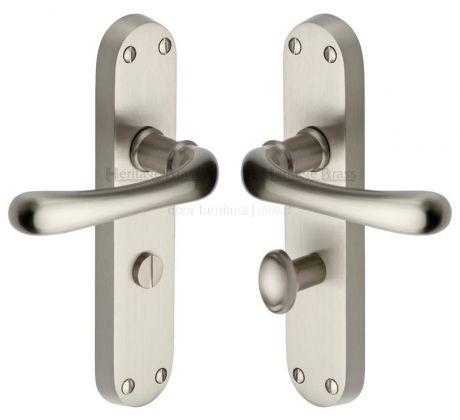 Luna Shaped Lever Satin Nickel Bathroom Door Handles
