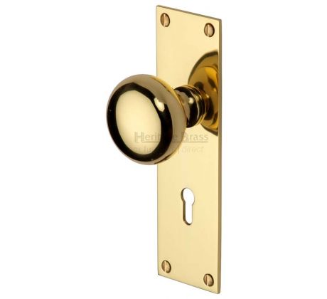 Heritage Balmoral Polished Brass Knob on Lock Plate