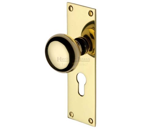 Heritage Balmoral Polished Brass Knob on 48mm EURO Plate