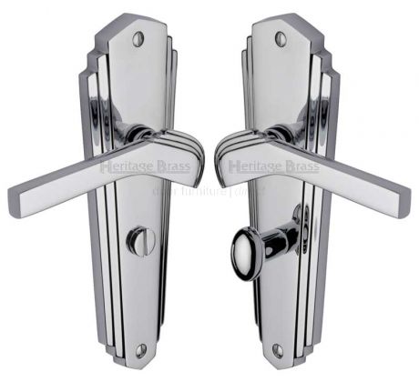 Heritage Brass Waldorf Chrome WAL6530PC Art Deco Bathroom Handles