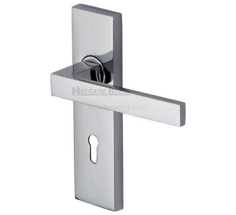 Delta Straight Lever Polished Chrome Keyhole Door Handles