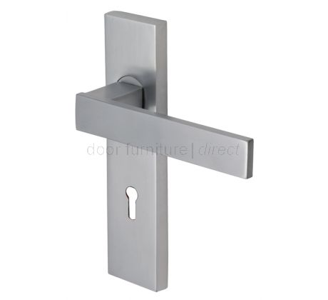 Delta Straight Lever Satin Chrome Keyhole Door Handles
