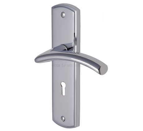 Centaur Curved Lever Polished Chrome Keyhole Door Handles